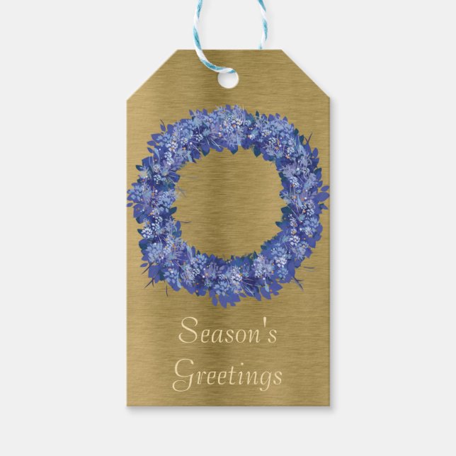 Botanischer Blauer Kranz Geschenkanhänger (Vorderseite)
