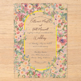 Botanischer Bloom Akryllische Hochzeitseinladung Acryleinladungen