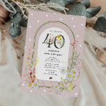 Botanischer Blumenbogen, 40. Geburtstag Party Einladung<br><div class="desc">Cutsie botanische 40. Geburtstagsfeier Party Einladung. Das Design zeichnet sich durch einen staubigen rosa Hintergrund aus,  der mit weißen Polka-Punkten verziert ist,  einen gerahmten Bogen mit Aquarellfrühlings-/Sommerfloralen und hübschen Wildtieren. Die bearbeitbare Vorlage lässt sich einfach mit Ihren eigenen Ereignisdetails anpassen.</div>