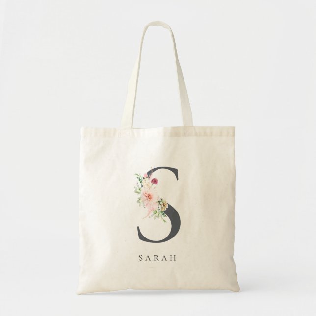Botanischer Blumenbrief S Monogramm Tragetasche (Vorne)