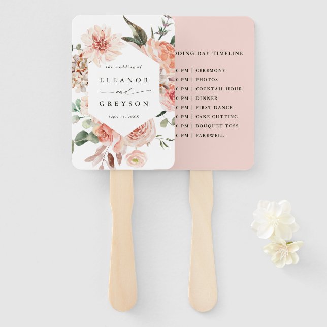 Botanischer Blumengarten Hexagon Hochzeitzeitschri Fächer (Vorne und Hinten)