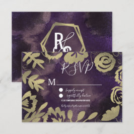 Botanischer Blumengarten Rose Gold Lila Hochzeit Einladung