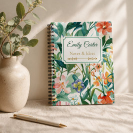 Botanischer Blumenname Personalisiert Notizbuch