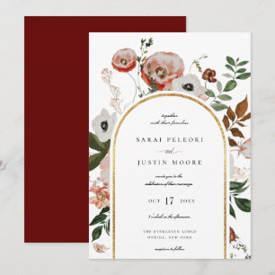 Botanischer Blumenrahmen im Herbst Einladung