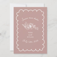 Botanischer Blumenrosa Save the Date