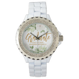 Botanischer Blumenschreiber Abschluss White Armbanduhr