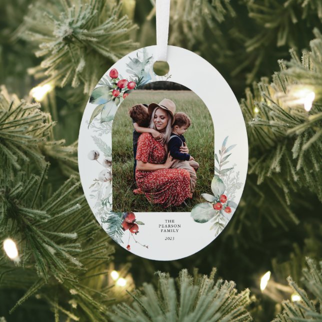 Botanischer Blumenstrauß Foto Weihnachten Ornament Aus Metall (InSitu)