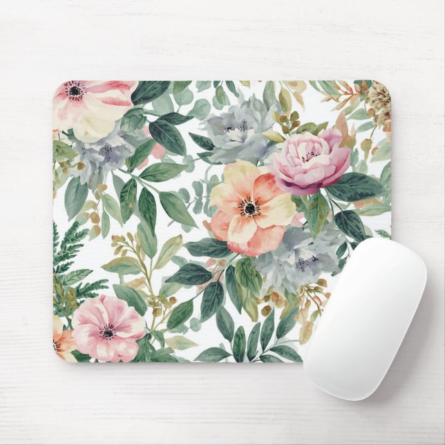 Botanischer Blumenstrauß Wasserfarbe Eukalyptusblä Mousepad (Mit Mouse)