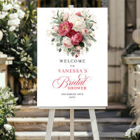 Botanischer Blush-Burgunder-Blumen-Braut- Begrüßun