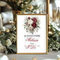 Botanischer Blush-Burgunder Countdown-Tischdekorat