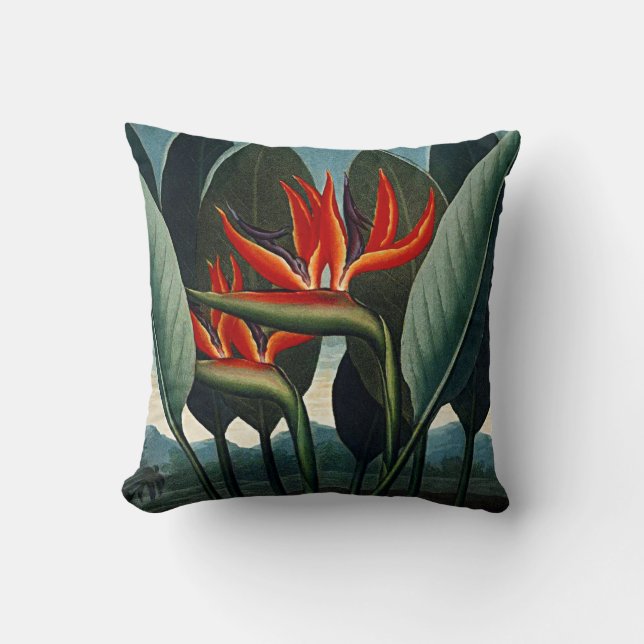 Botanischer Blüten-Paradiesvogel Kissen (Vorderseite)
