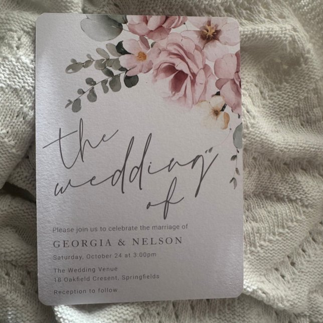 Botanischer Blütenblütenblumen Moderne Hochzeit Einladung (Von Creator hochgeladen)