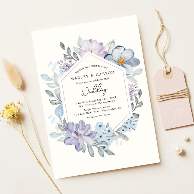 Botanischer Blütenrahmen Romantische Hochzeit Einladung (Von Creator hochgeladen)