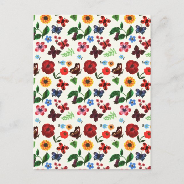 Botanischer Blütenschmetterling Postkarte (Vorderseite)