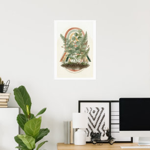 Botanischer Bogen Grünpflanzen Kunst Druck   Boho  Poster