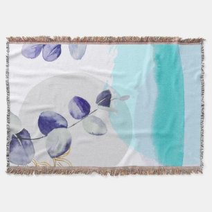 Botanischer Boho Cyan Lila Decke