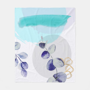 Botanischer Boho Cyan Lila Fleecedecke
