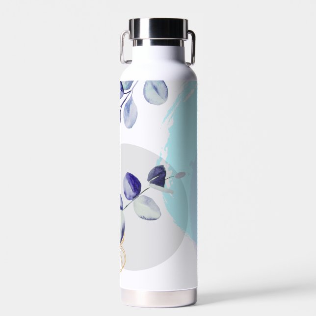 Botanischer Boho Cyan Lila Trinkflasche (Vorne)