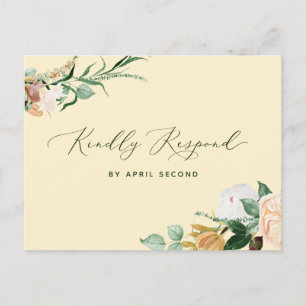 Botanischer Boho Greenery Pastel Yellow Wedding RS Einladungspostkarte