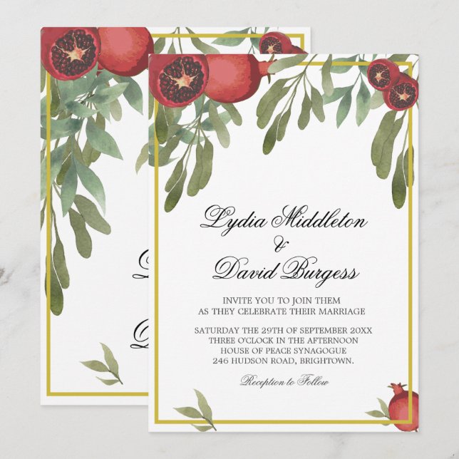 Botanischer Boho Hochzeit Elegante Landschaft Einladung (Vorne/Hinten)