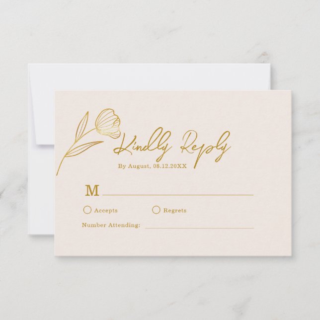 Botanischer Boho Minimal Wedding RSVP Karte (Vorderseite)