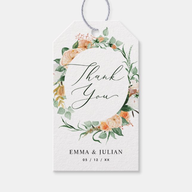 Botanischer Boho Sage Greenery Moderne Blumengefäl Geschenkanhänger (Vorderseite)