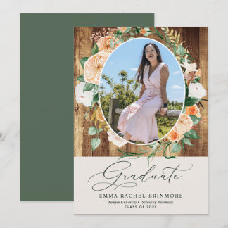 Botanischer Boho Wood Foto Abschluss Ankündigung