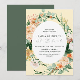 Botanischer Boho Yellow Bridesmaids Mittagessen Br Einladung