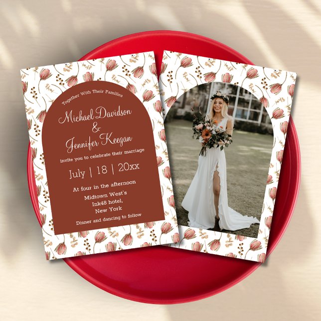 Botanischer Bohrobogen-Foto Hochzeit Einladung (Von Creator hochgeladen)