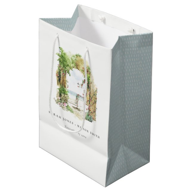 Botanischer Botanischer Arch Sand Beach Seascape W Mittlere Geschenktüte (Vorderseite Schrägansicht)