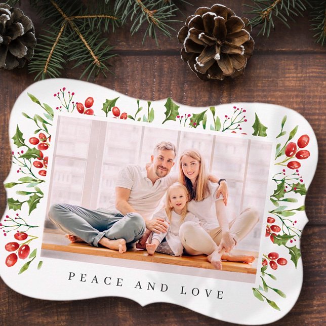 Botanischer Botanischer Holly Berry Folies Feiertagskarte (Von Creator hochgeladen)