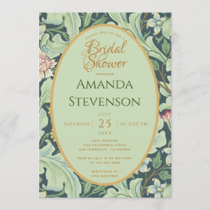 Botanischer Braut- und Babyshower Gold Mint Grün V Einladung