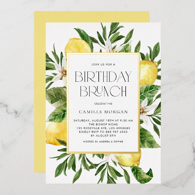 Botanischer Brunch von Aquarellon Folieneinladung (Vorderseite/Rückseite)