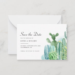 Botanischer Cacti Watercolor Sukkulente Hochzeit G Mitteilungskarte