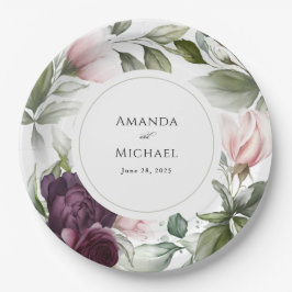 Botanischer Charme-Hochzeit in Rosa und Pflaume Pappteller