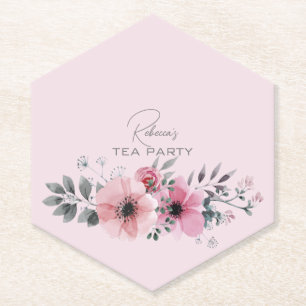 Botanischer Chic floral elegant grau rosa Blüte Untersetzer