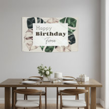 "Botanischer Chic" Monstera Leaf Geburtstagsbanner