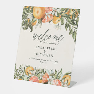 Botanischer Citrus orange moderner rustikaler Empf Sockelschild