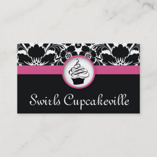 Botanischer Cupcake Floral Damask Pink Visitenkarte