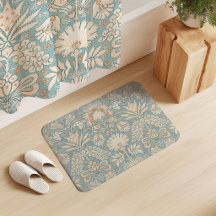 Botanischer Damaszener Creme Aqua Blau Rost Orange