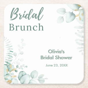 Botanischer Eukalyptus Braut-Brunch Braut-Dusche Rechteckiger Pappuntersetzer