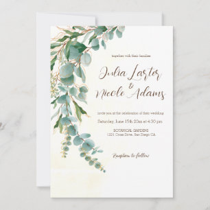 Botanischer Eukalyptus-Grünblätter-Kranz Hochzeit Einladung