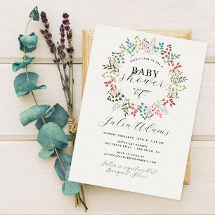 Botanischer Eukalyptus-Herbstlaub-Kranz Baby Showe Einladung