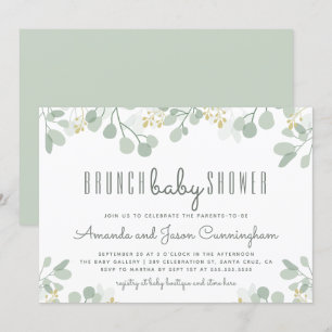 Botanischer Eukalyptus-Laub-Babyparty-Brunch Einladung