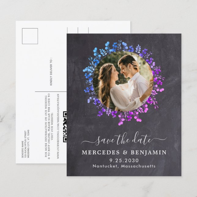 Botanischer Eukalyptus-QR-Save the Date Foto (Vorne/Hinten)