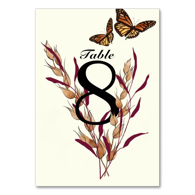 Botanischer Fall von Monarch Butterfly Tischnummer (Vorderseite)
