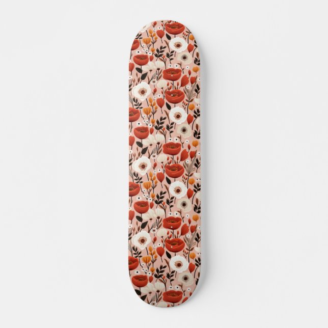 Botanischer Fall-Wildblumen Wiesenmuster Skateboard (Vorne)