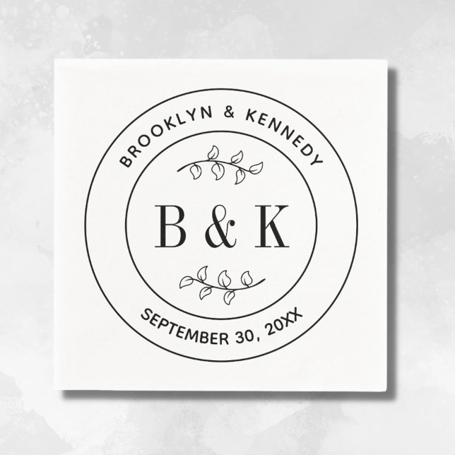 Botanischer floraler Fun Monogram Wedelname Serviette (Von Creator hochgeladen)