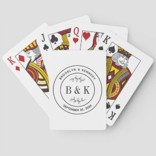 Botanischer floraler Fun Monogram Wedelname Spielkarten