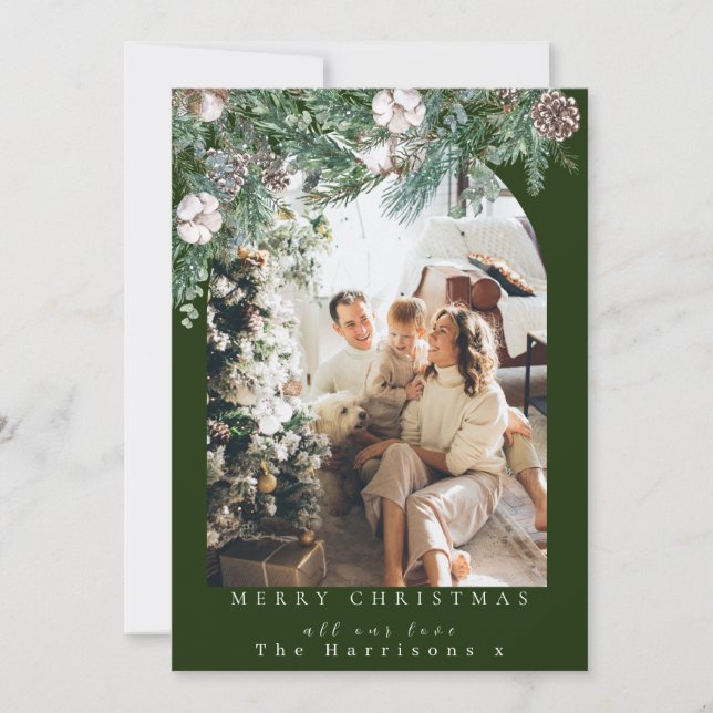 Botanischer Foliage Arch 1 Foto Frohe Weihnachten (Vorderseite)